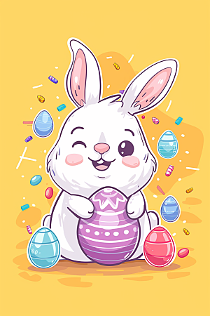 复活节兔子小动物彩蛋素材