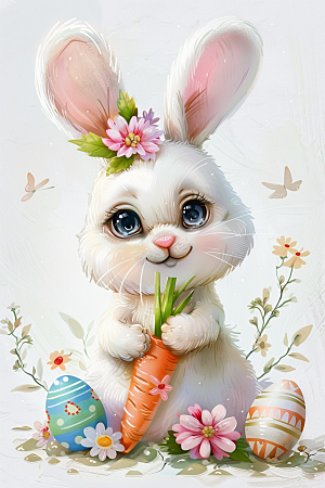 复活节兔子小动物氛围素材