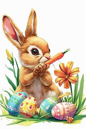 复活节兔子彩蛋小动物素材