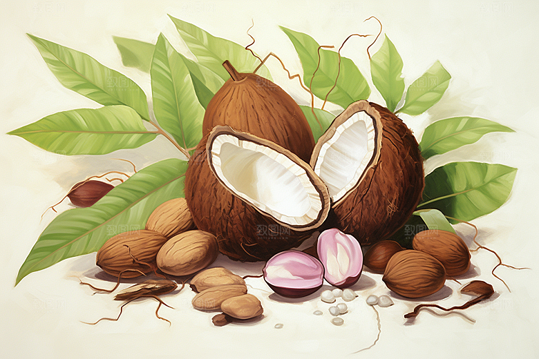 茯苓医学中草药插画