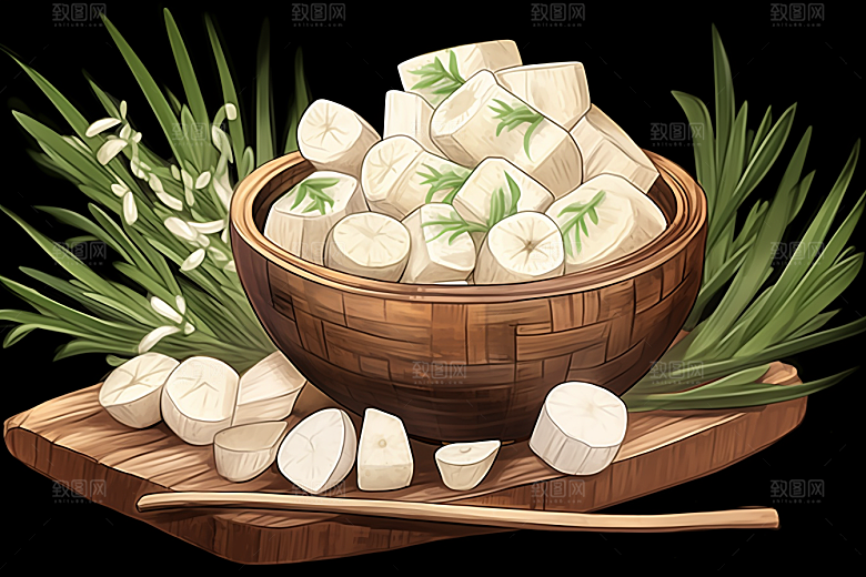茯苓保健医学插画