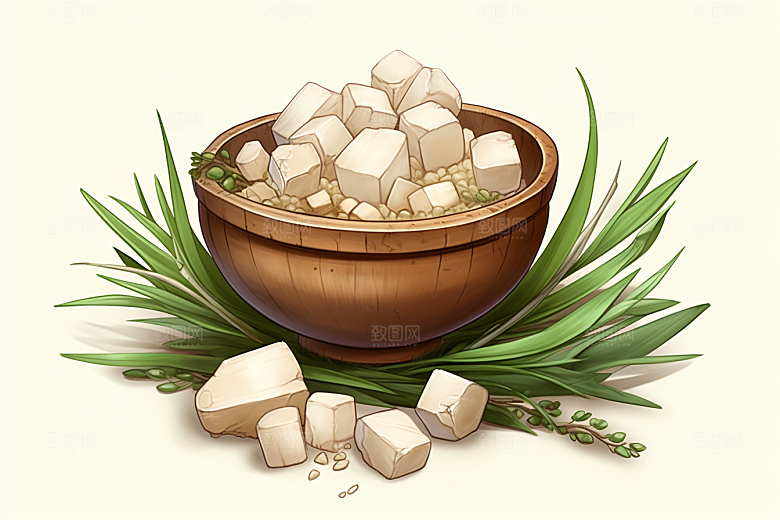 茯苓养生健康插画
