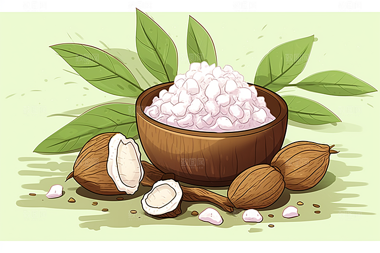 茯苓中草药保健插画