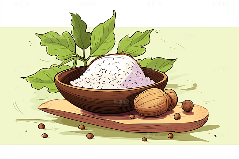 茯苓中医中草药插画
