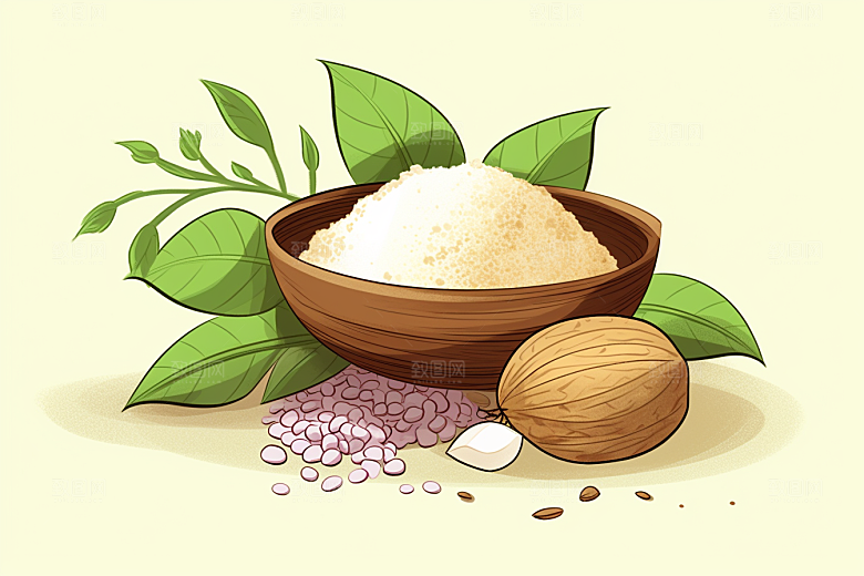 茯苓手绘药方插画
