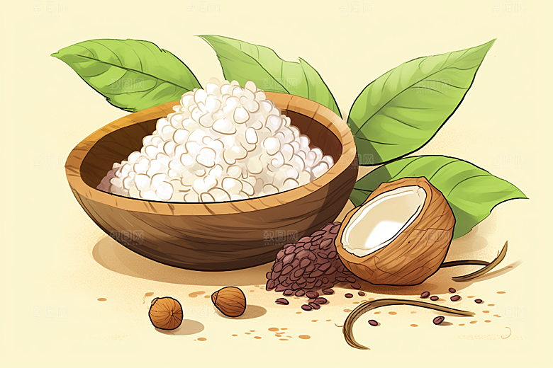 茯苓手绘植物插画