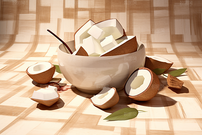 茯苓养生植物插画