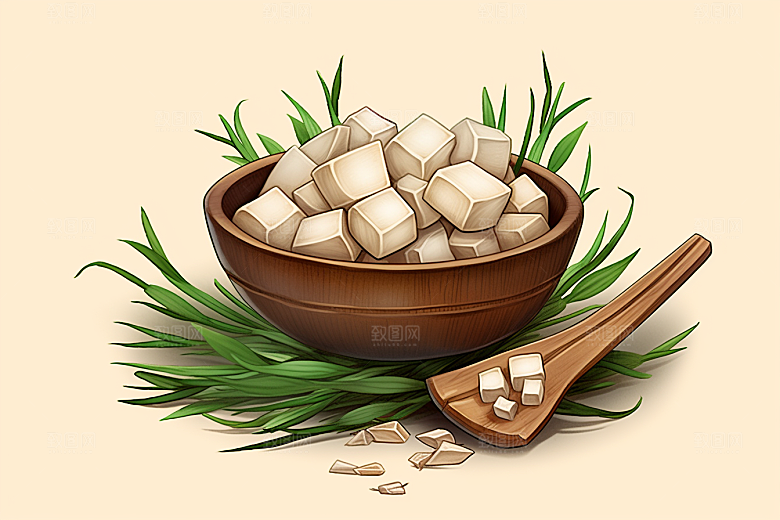 茯苓手绘中药材插画