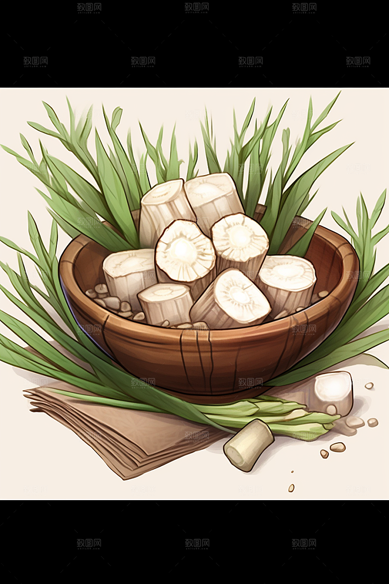茯苓中草药健康插画