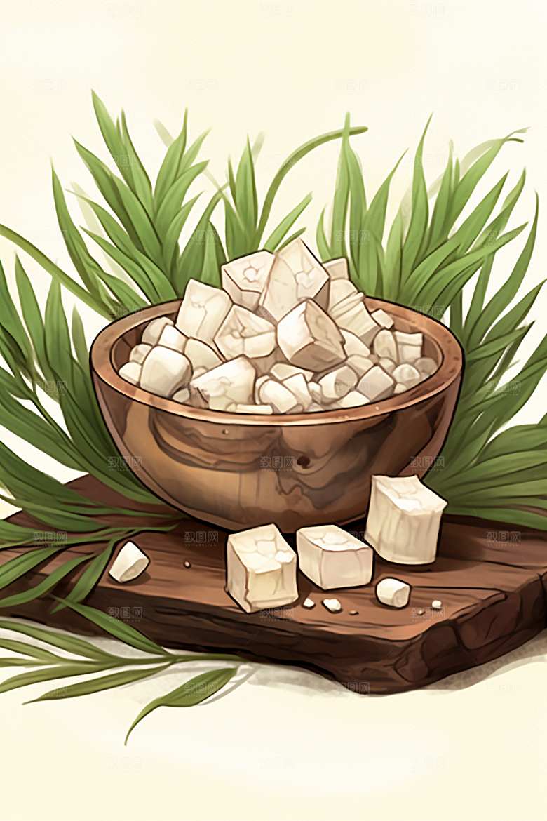茯苓药方健康插画