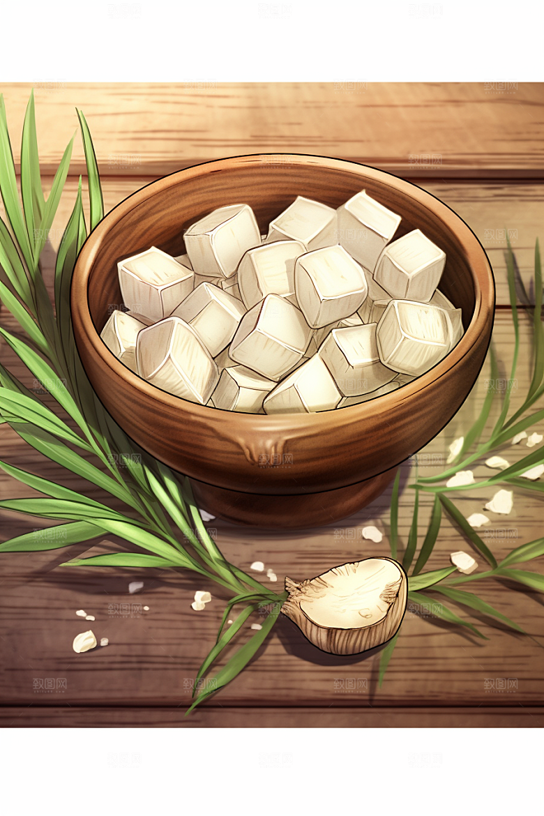 茯苓健康中草药插画