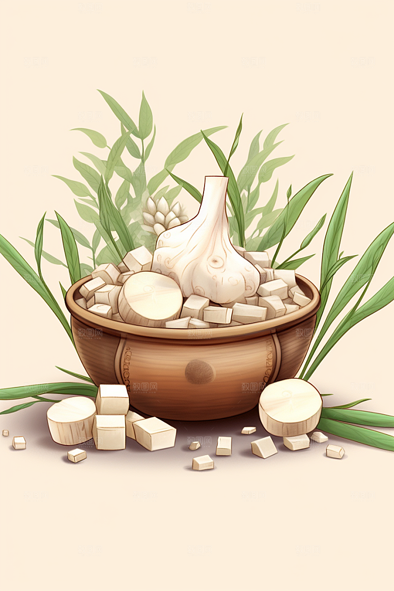 茯苓手绘中医插画