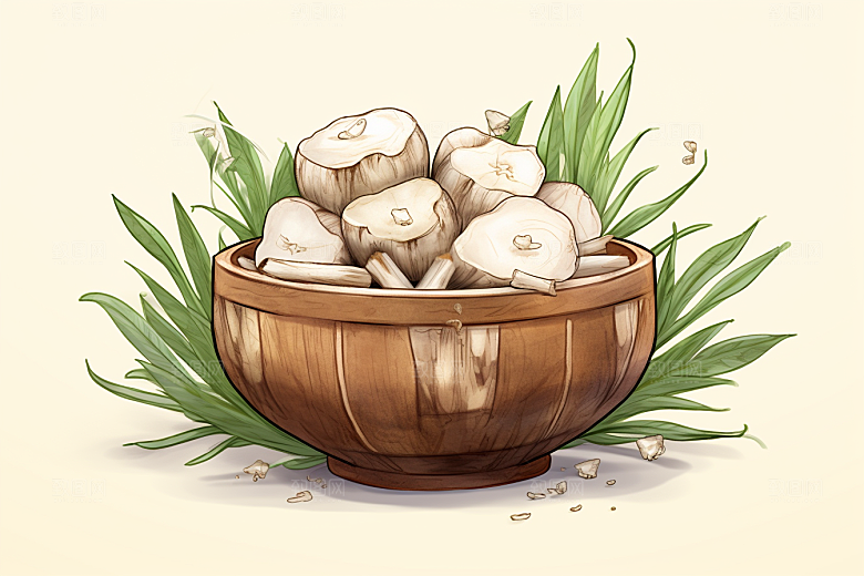 茯苓中医中草药插画