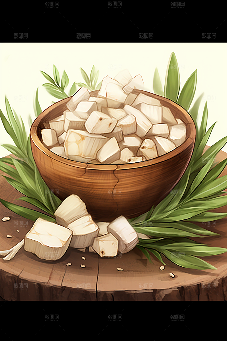 茯苓手绘养生插画