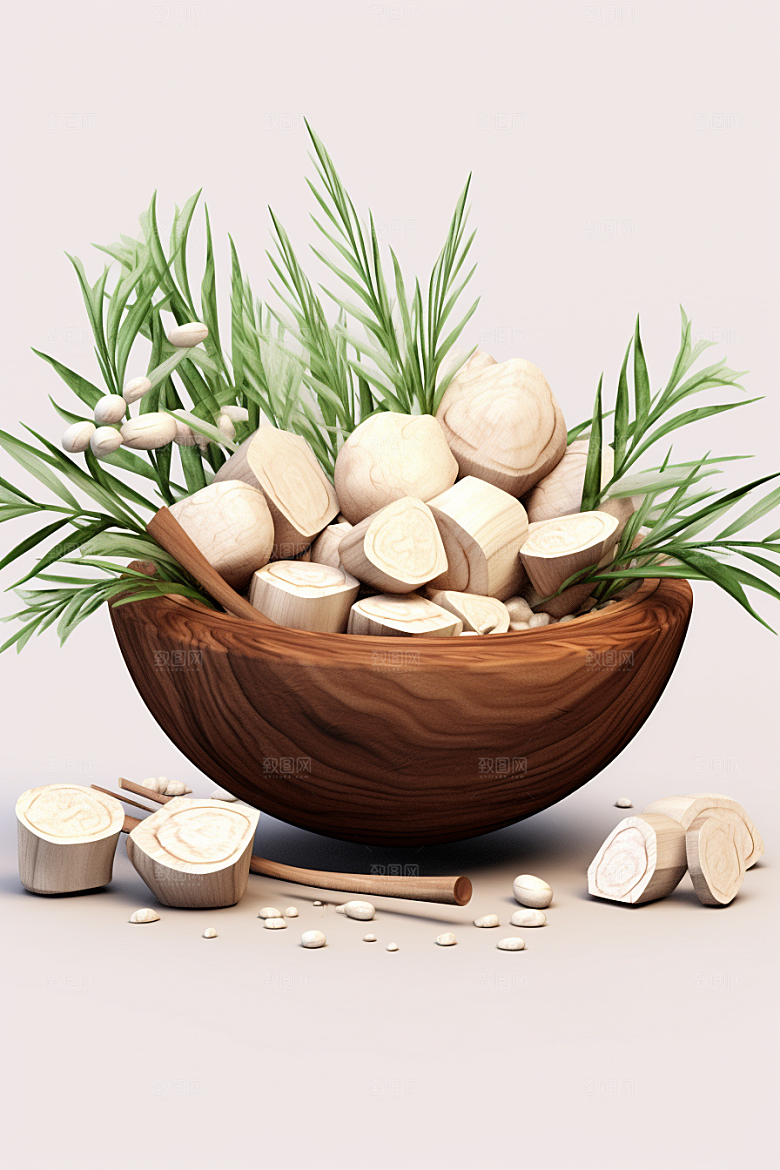 茯苓中医植物插画