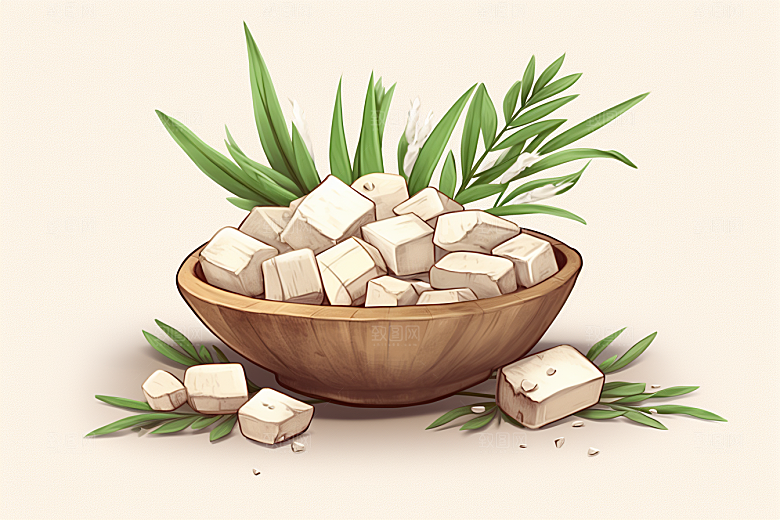 茯苓健康手绘插画