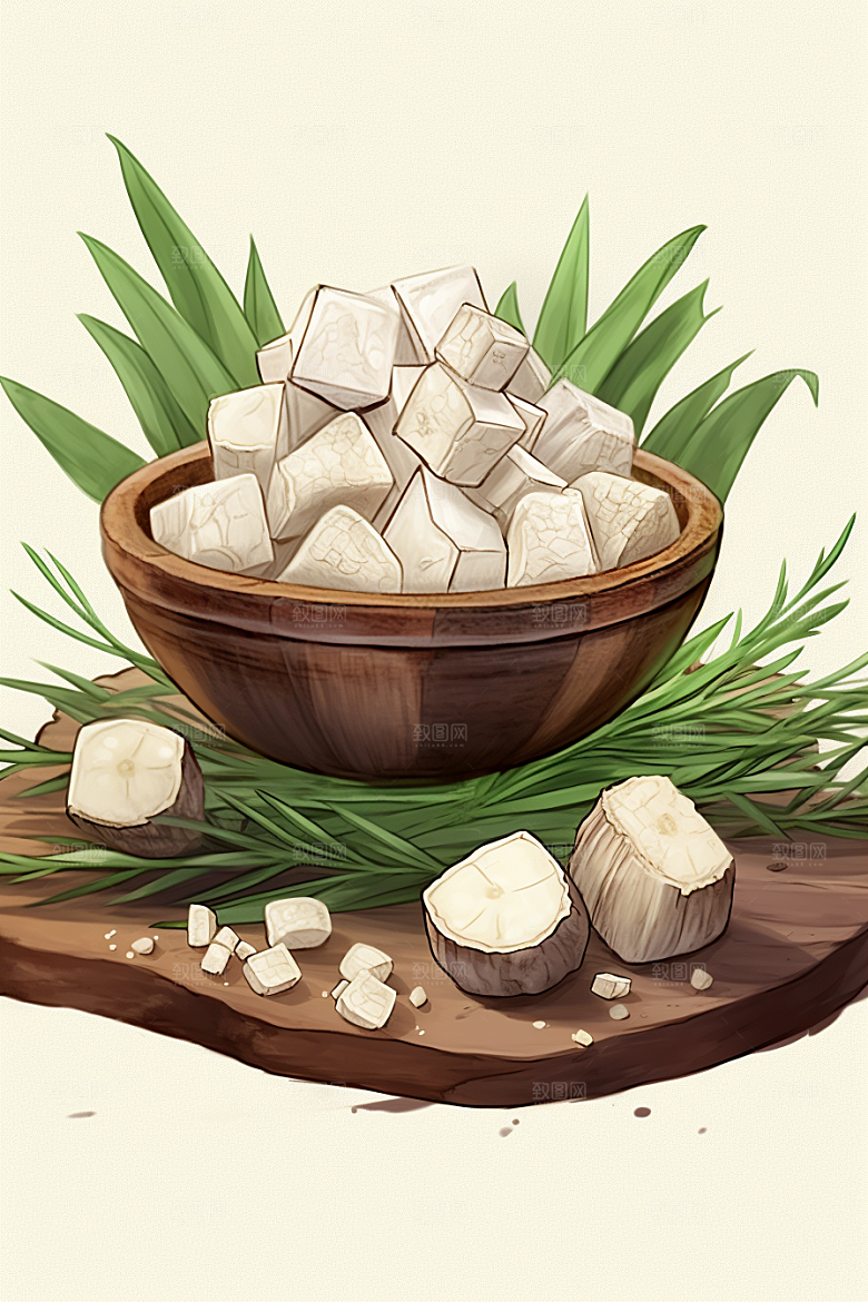 茯苓医疗中草药插画