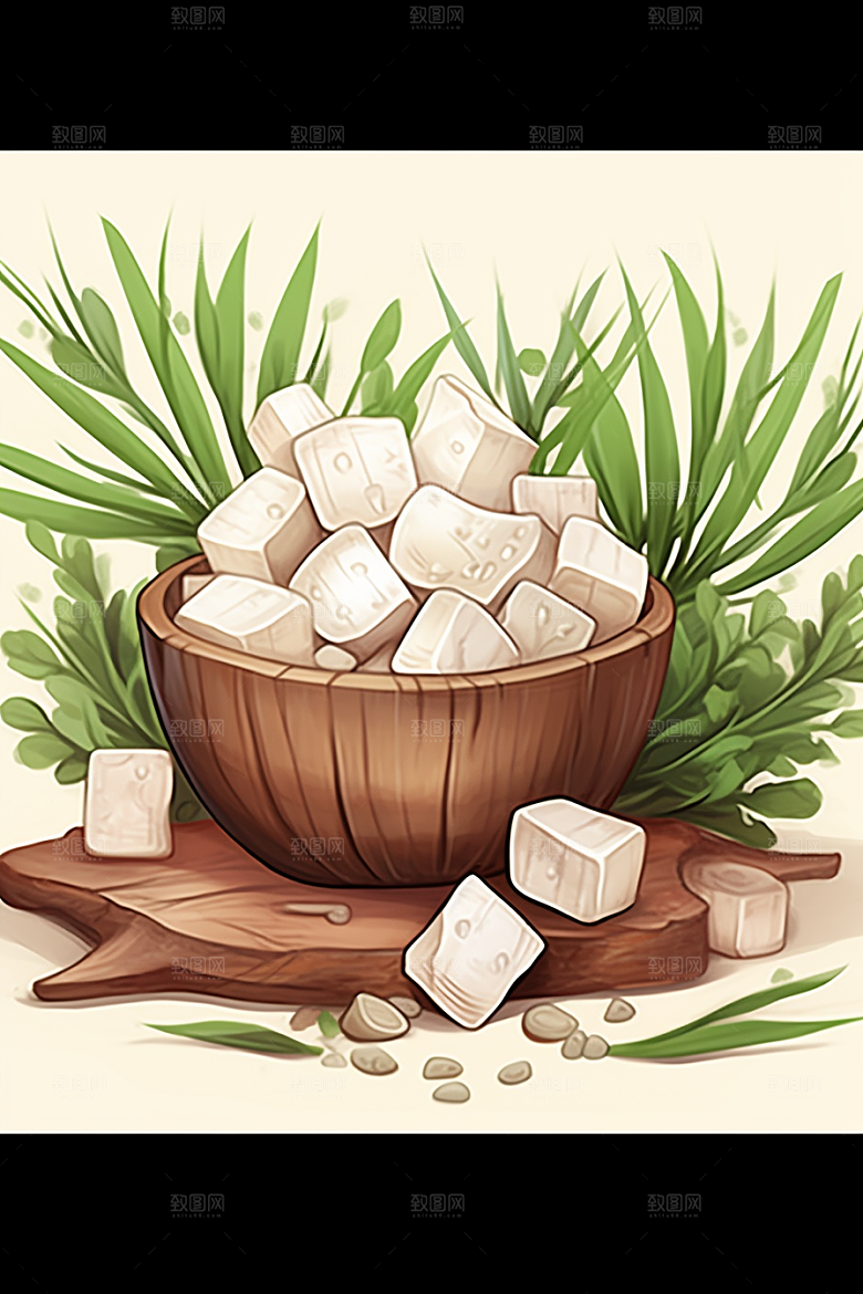茯苓健康手绘插画