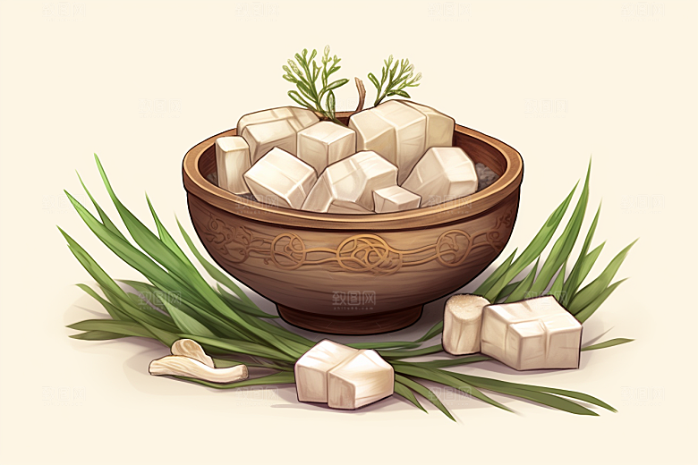 茯苓中草药医学插画