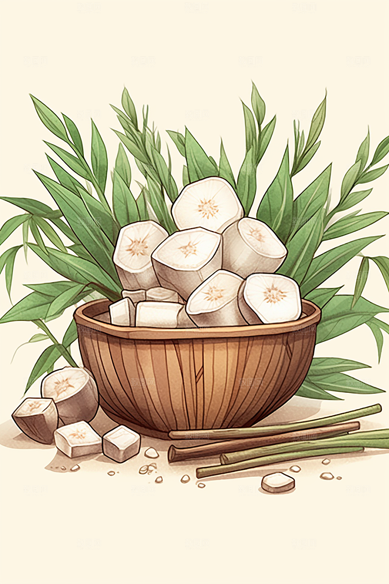 茯苓中医养生插画