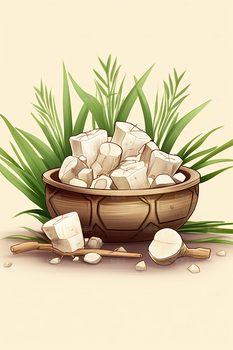 茯苓中草药中医插画