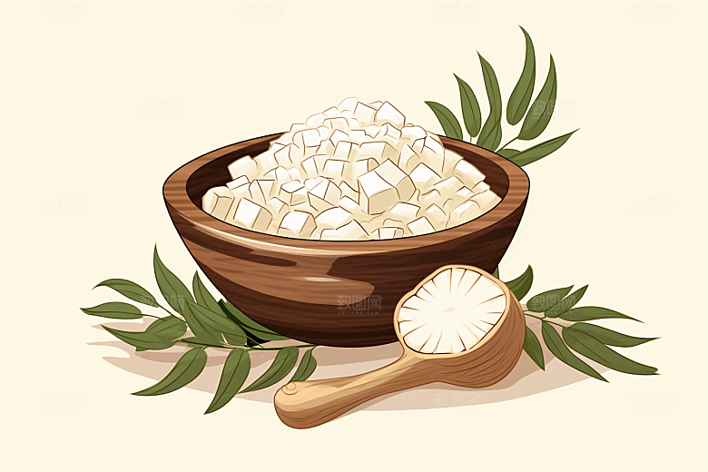 茯苓中药材手绘插画