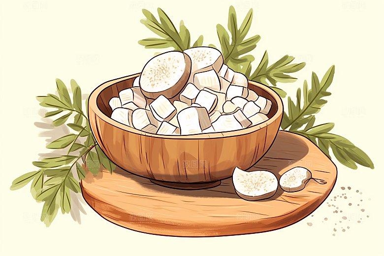 茯苓中医中药材插画