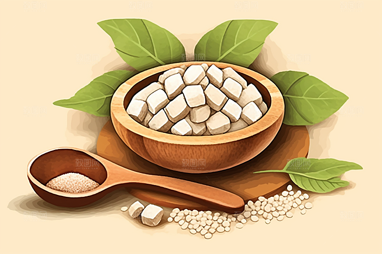茯苓药方手绘插画