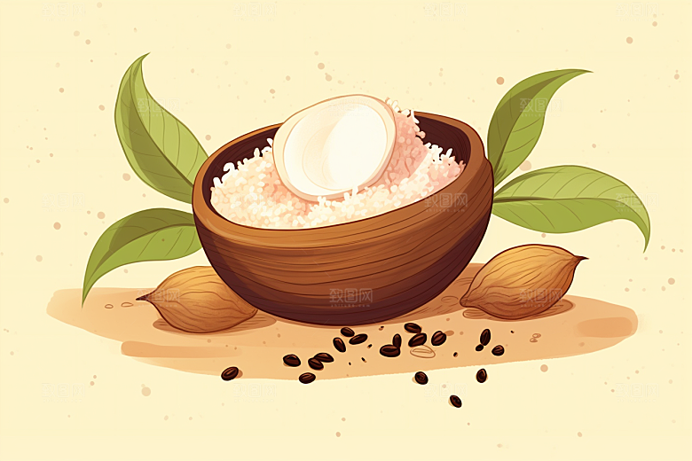 茯苓医疗中药材插画