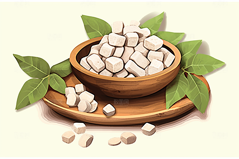 茯苓保健医学插画