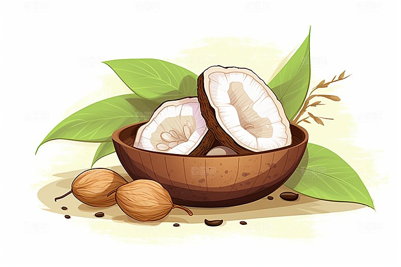 茯苓植物保健插画