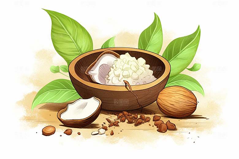 茯苓中药材植物插画