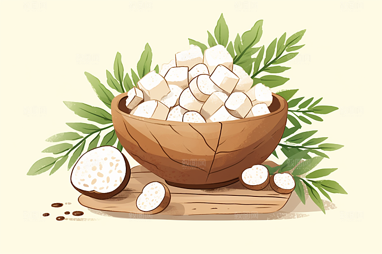 茯苓中草药养生插画