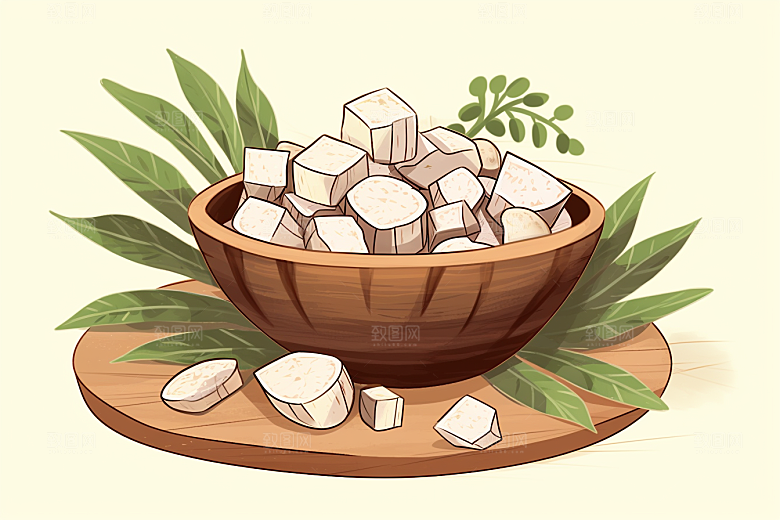 茯苓中药材医学插画