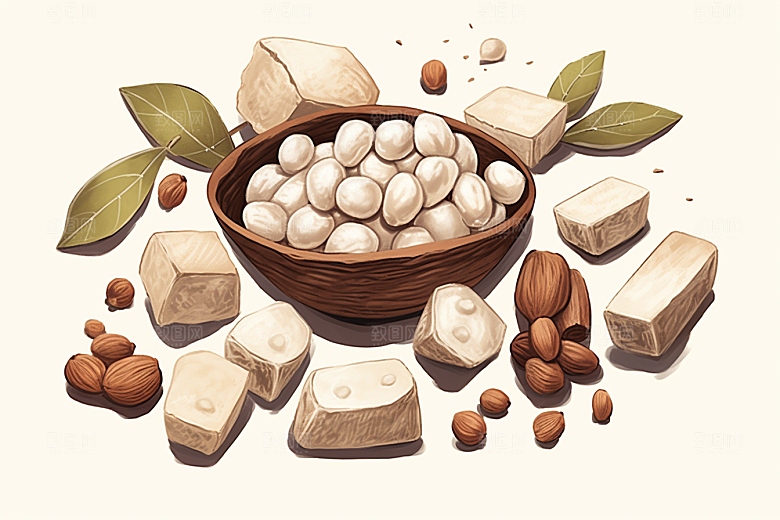 茯苓中药材健康插画