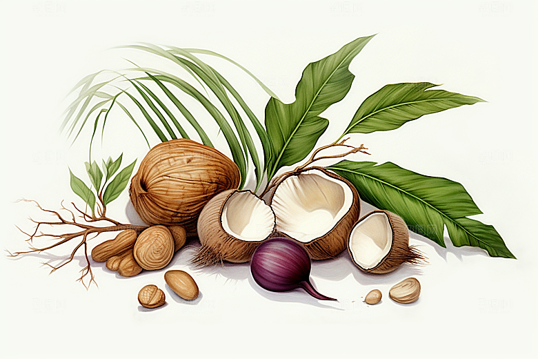 茯苓中草药药方插画