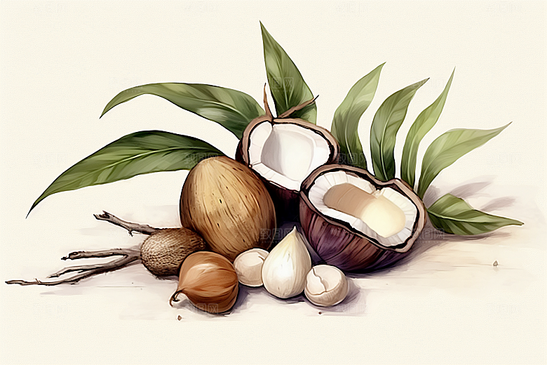 茯苓中药材健康插画