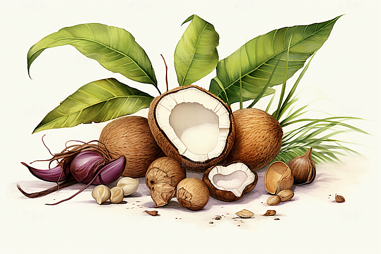 茯苓中药材养生插画