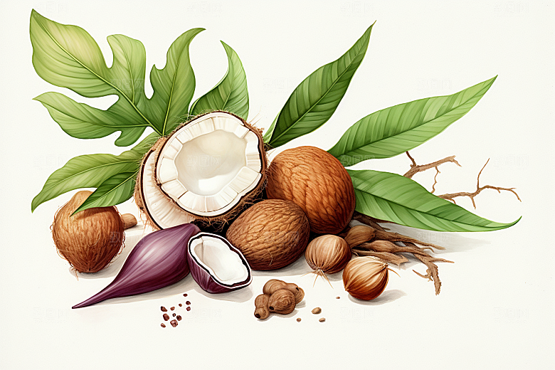 茯苓中医植物插画