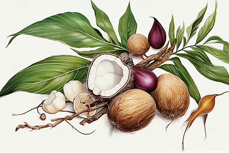 茯苓保健植物插画