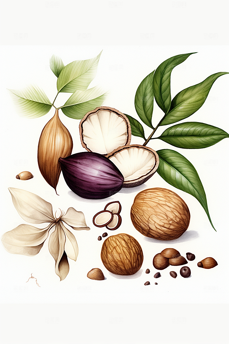 茯苓中医植物插画
