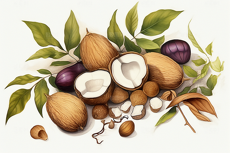 茯苓植物养生插画
