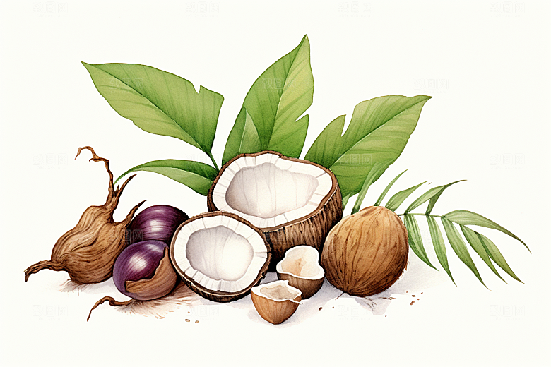 茯苓植物养生插画