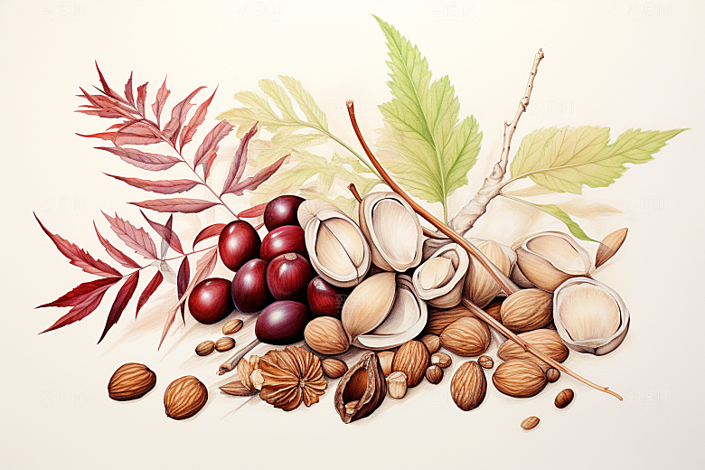 茯苓中医手绘插画