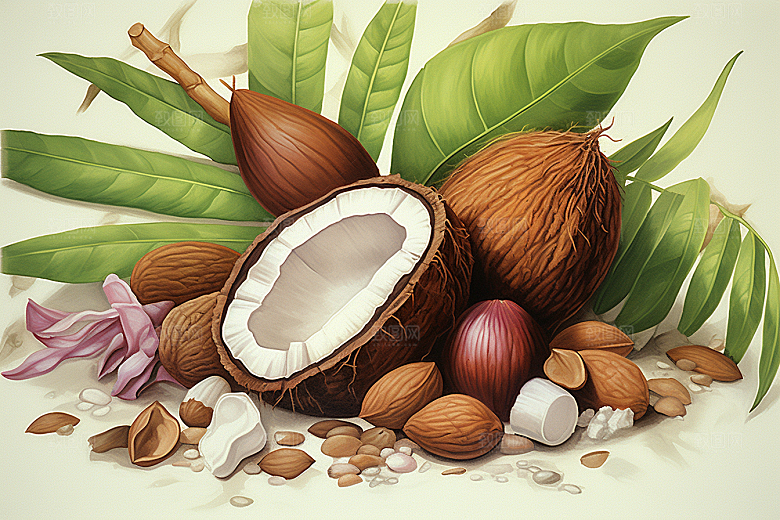 茯苓中药材健康插画