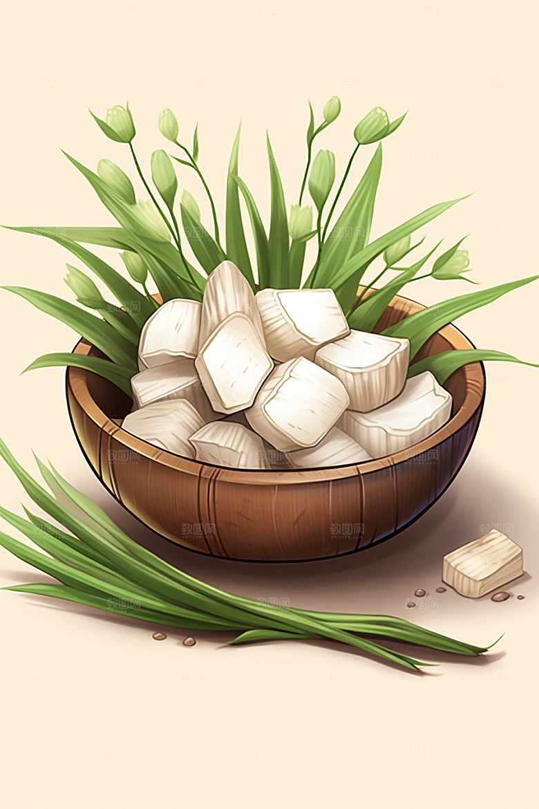 茯苓中草药医学插画
