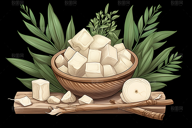 茯苓健康中草药插画