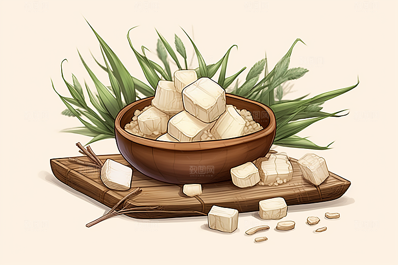 茯苓中药材养生插画