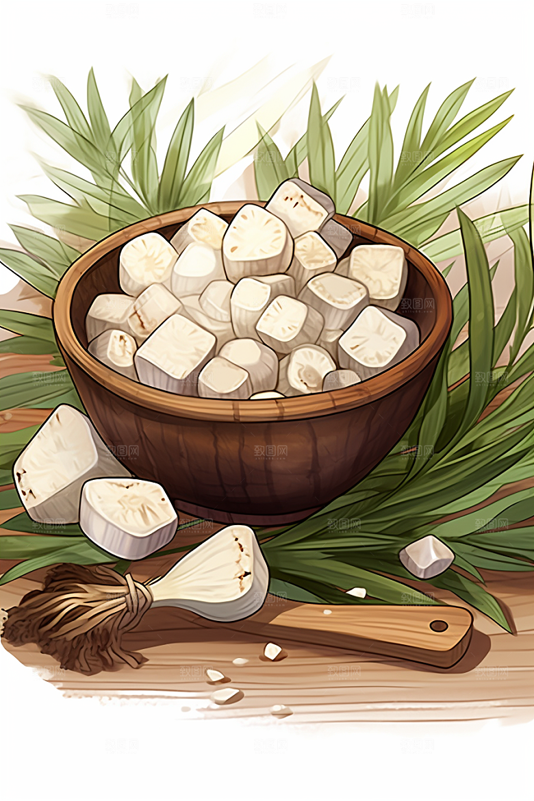 茯苓医学健康插画