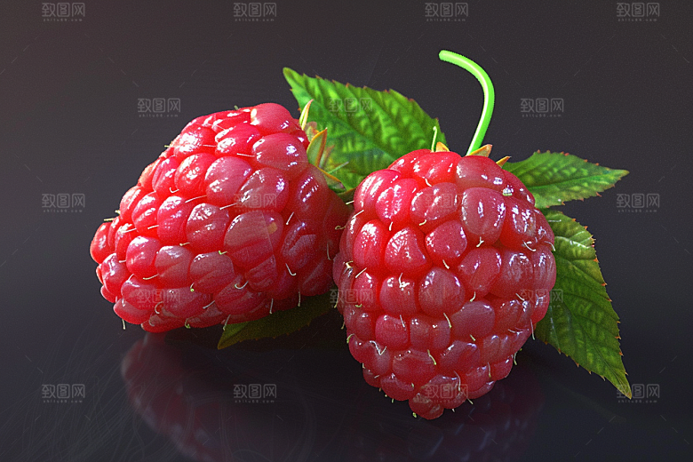 覆盆子植物果实摄影图